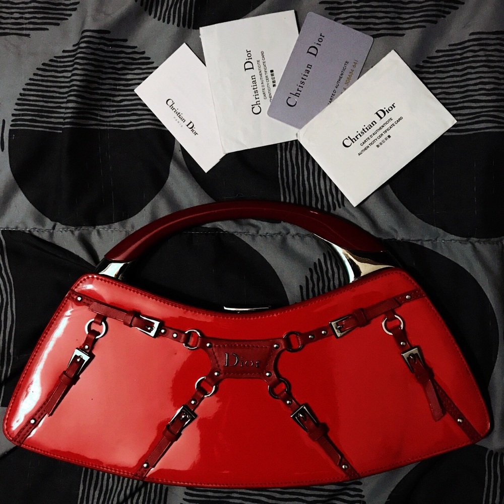 Dior Cherry Red Bondage Clutch